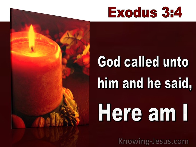 Exodus 3:4 God Called Unto Him And He Said Here Am (white)